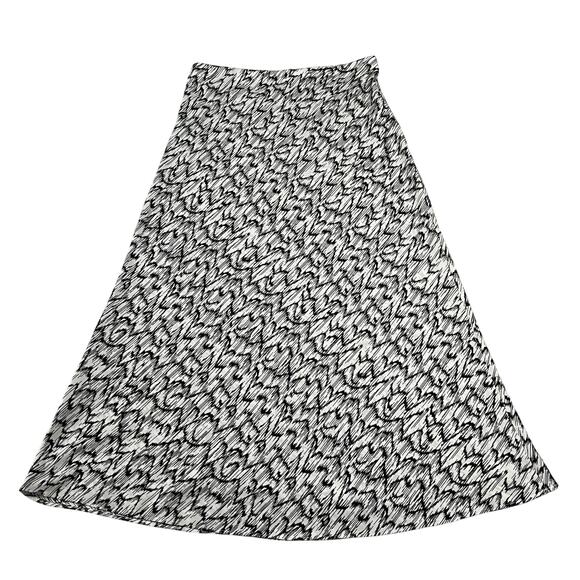 Halogen Bias Cut A-Line Midi Skirt Size Small Abstract Print Preppy Office Light - Picture 2 of 9